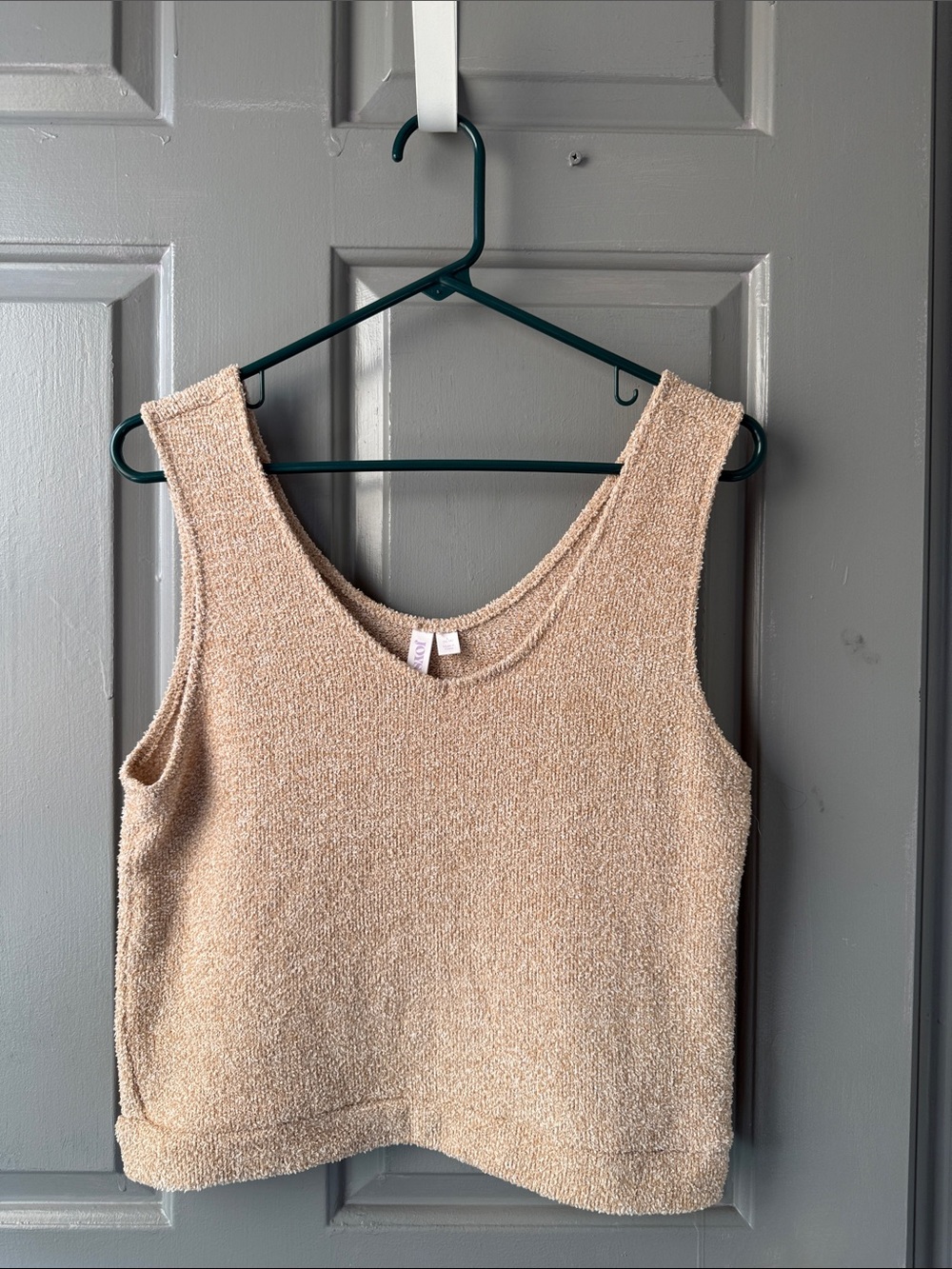 Cozy Terry Knit Crop Tank Top — Beige